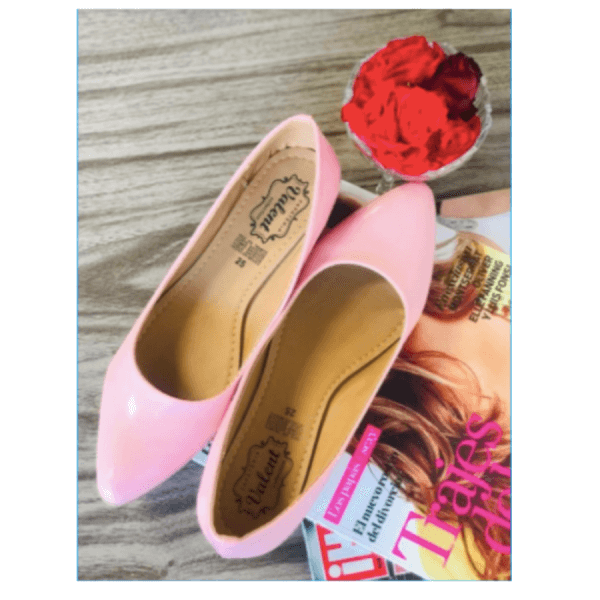 Balerina Style Shoes for Women, Made of Pink Patent Leather